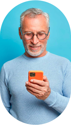 Old man with phone